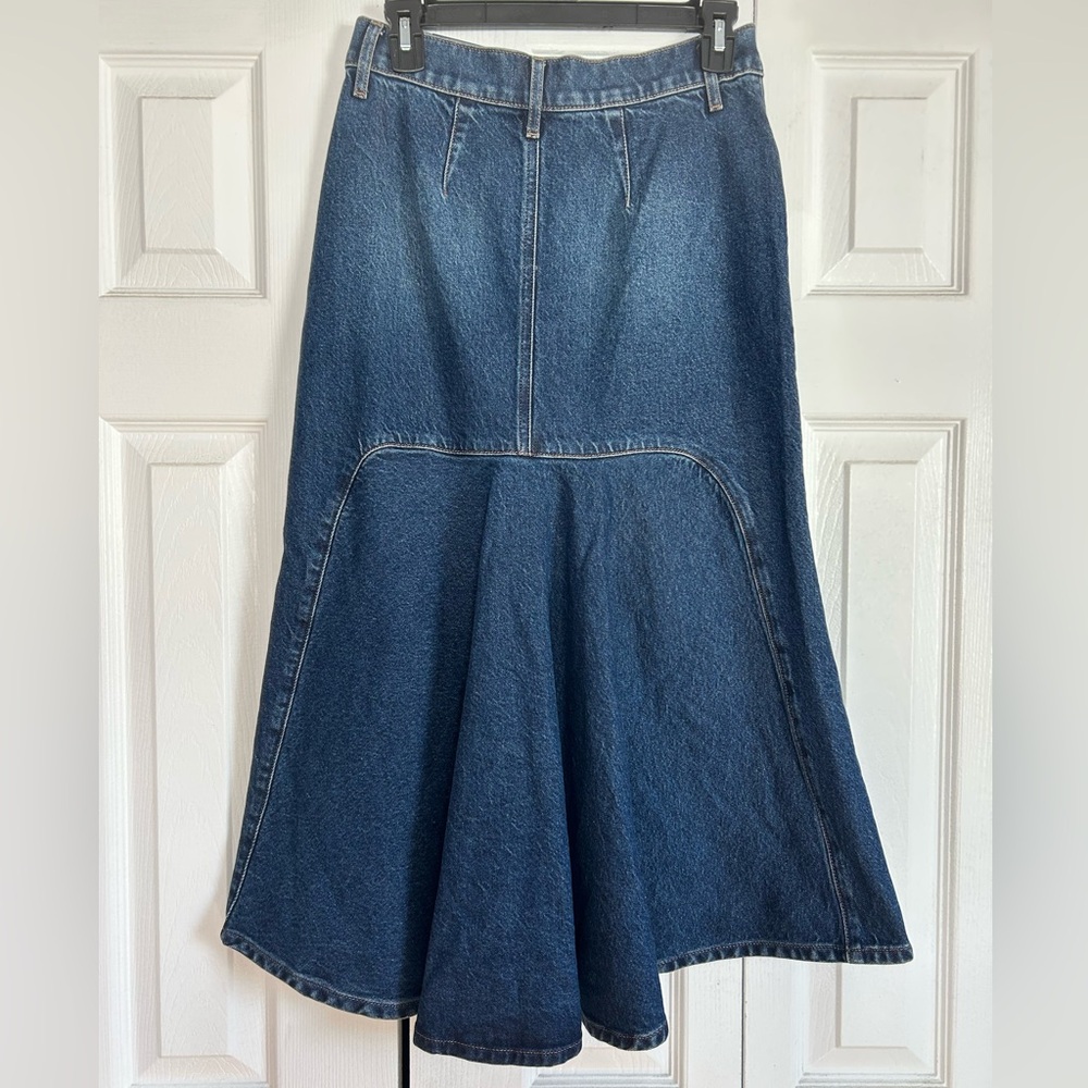 Express Denim Midi Skirt with Front Slit - Picture 6 of 7